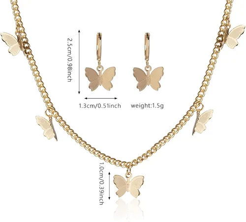 Vista 4 de YUNXI Juego de collar de mariposa para mujeres y niñas colgante gargantilla cadena collar encanto joyería regalo para ella