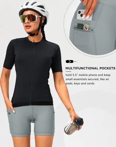 Vista 5 de Bikewa Pantalones cortos de ciclismo acolchados 4D para mujer, ropa interior de ciclismo, ciclismo de carretera, ciclismo de giro, pantalones cortos