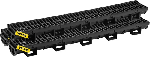 Vista 10 de VEVOR Sistema de Drenaje de Trinchera Paquete de 3, Drenaje de Canal con Rejilla de Plástico 5.7 x 3.1 pulgadas Zanja de Drenaje HDPE, Vía de Agua