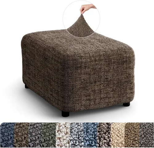 Vista 13 de PAULATO BY GA.I.CO. Funda para otomán - Funda extensible para taburete - Protector de puf para mascotas y niños - Funda suave para otomán - Fundas