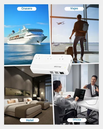 Vista 5 de BESTEK Convertidor de voltaje de 220 V a 110 V, convertidor de EE. UU. a Europa con 4 USB, convertidor de corriente de 250 W para viajes europeos