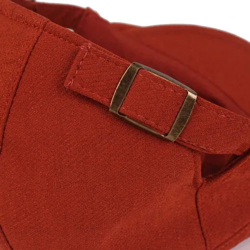 Vista 4 de Mongous Gorro de boina de algodón de color sólido para hombre, gorra de tweed plana de espiga