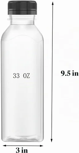 Vista 2 de HNXAZG 3 botellas de jugo de plástico de 33 onzas con tapas de manipulación
