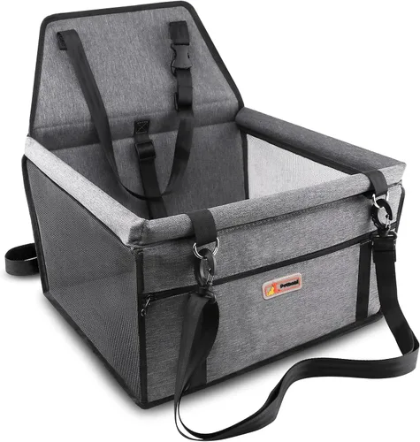 Vista 7 de Petbobi Silla elevada de automóvil para perro o gato, portátil, estable y transpirable con cinturón de seguridad para viaje, viene con bolsa para su