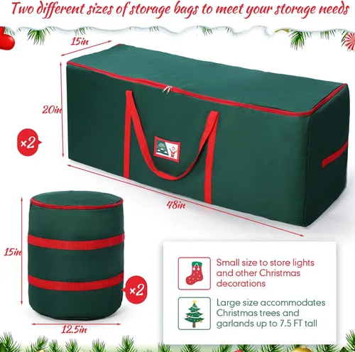 Vista 2 de Windyun 4 bolsas de almacenamiento para árbol de Navidad para árboles de vacaciones artificiales, duraderas, impermeables, con asas de transporte