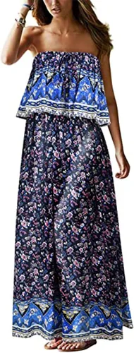 Vista 2 de ONGJWU Vestidos de verano para mujer, vestido largo de playa, bohemio, estampado floral, vestido de vacaciones, vestidos casuales de moda, S-2XL