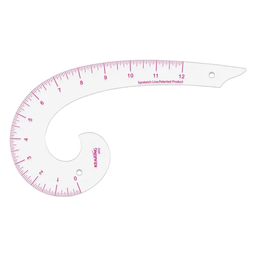 Vista 8 de KEARING Regla clásica curva francesa acrílica de 9 pulgadas (9.1 in), varía la forma de curva, regla de curva de medición de cadera transparente