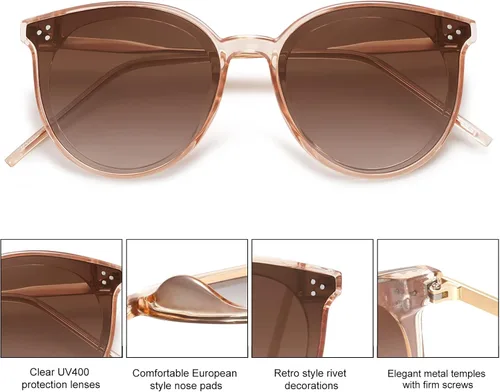 Vista 4 de SOJOS Gafas de sol clásicas redondas de gran tamaño para mujeres y hombres