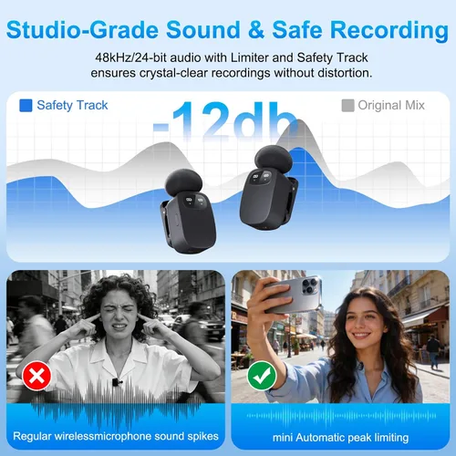 Vista 6 de Mini micrófono de solapa USB-C, micrófono Lavalier ligero de 0.18 oz con cancelación de ruido para iPhone 17/16/15 y Android, configuración de audio