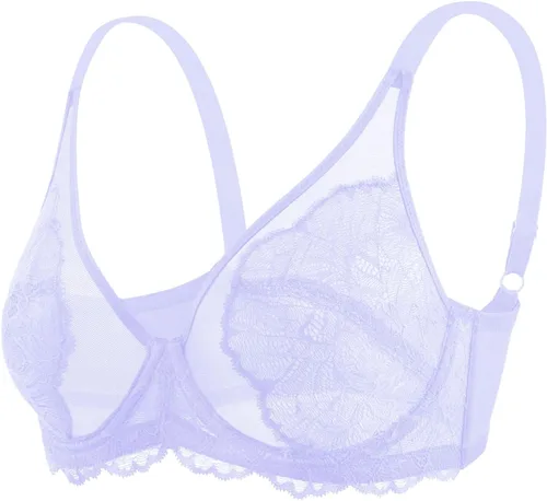 Vista 5 de HSIA Sujetadores para mujer con encaje sin forro, brasier reductor de pecho de cobertura completa con aros