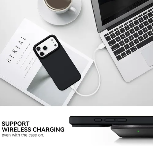 Vista 7 de GUAGUA Funda compatible con iPhone 17 Pro Max de 6.9 pulgadas, silicona líquida, goma de gel suave, delgada, forro de microfibra delgada