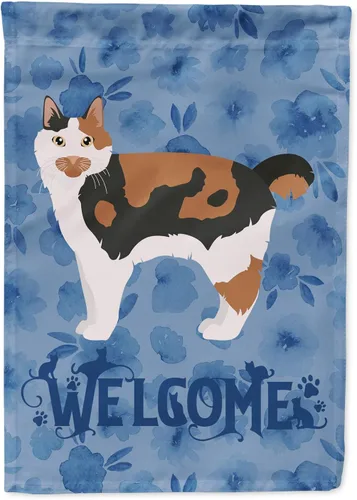 Vista 255 de Caroline's Treasures CK4813CHF - Bandera de bienvenida con gato abisinio azul, manga grande, para porche, para colgar en la pared, poliéster