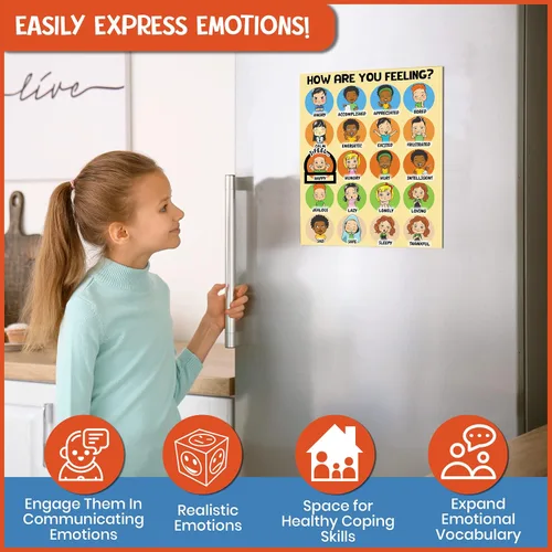 Vista 6 de L Learning Toy Boxes Tabla magnética de sentimientos y emociones para niños How I Am Feeling Emotion Imanes Feeling Poster Daily Mood Behavior Chart