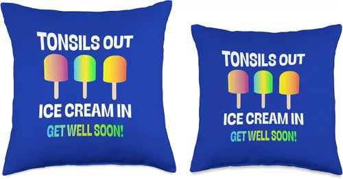 Vista 3 de DesignsByKelley Best Wishes Fast Recovery Gifts Amígdalas Out Ice Cream in Get Well Kids Surgery Recovery - Almohada de regalo, 16 x 16 pulgadas