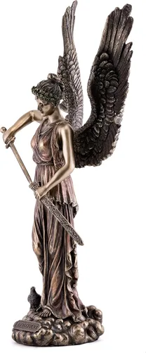 Vista 2 de Top Collection Estatua del ángel de la paz con espada, escultura de la dama de Fátima en bronce fundido en frío de primera calidad, figura