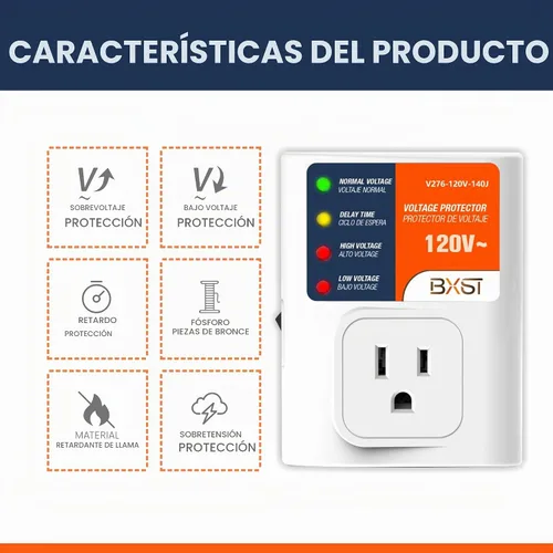 Vista 6 de BXST Protector de sobretensiones para electrodomésticos, 120 V 15 A, protector de voltaje con protección contra rayos de 140J, sobrecarga de pared