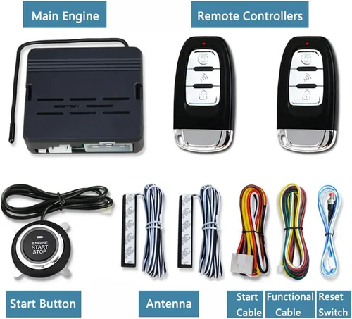 Vista 3 de Arrancador de control remoto con control de bloqueo/desbloqueo de rango de 164 pies universal para automóviles de 12 V arranque de motor de entrada