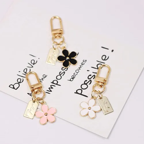 Vista 5 de 4 llaveros de flores lindo bolso llavero personalizado llavero dorado para mujeres niñas coche regalo creativo