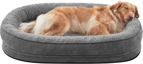 Vista 14 de JOEJOY Cama ortopédica para perros medianos, cama para mascotas de espuma viscoelástica con laterales de refuerzo, forro impermeable, funda