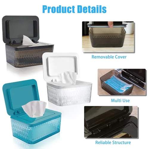Vista 6 de Dispensador de toallitas húmedas para bebés, contenedor de toallitas húmedas de gran capacidad, diseño a prueba de polvo, mantiene las toallitas