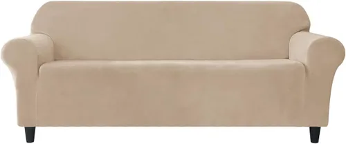 Vista 22 de Funda elástica para sofá de 3 cojines, 1 funda de terciopelo para sofá, fundas protectoras de muebles con parte inferior elástica, lavable a máquina