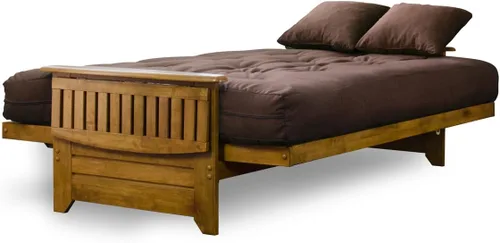 Vista 7 de Nirvana Futons Brentwood - Juego de sofá cama tipo futón con brazo tipo bandeja, marco completo, colchón de microfibra de 8 pulgadas, acabado
