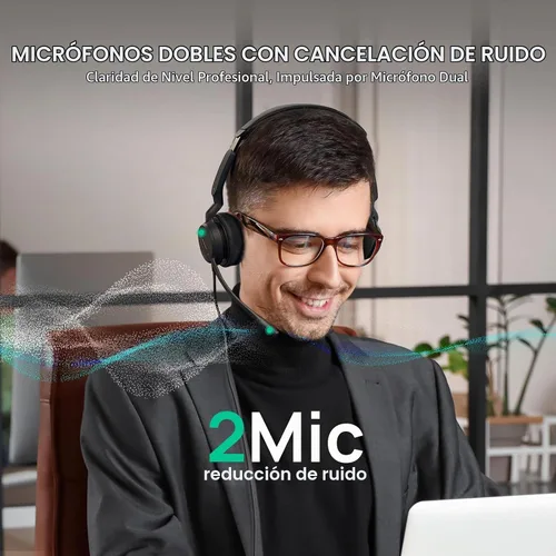 Vista 2 de Yealink Auriculares USB con cable UH44 para trabajo, USB-C/A, 2 micrófonos