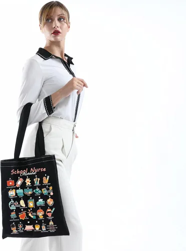 Vista 5 de MNIGIU Bolsa de mano para enfermera escolar, regalo de agradecimiento para enfermeras, escuela, enfermera, graduación, escuela, enfermera, alfabeto