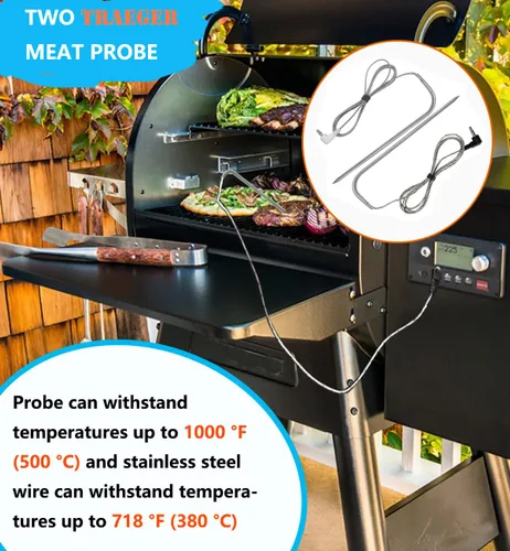 Vista 6 de Repuesto para sonda de carne Traeger, compatible con parrillas de pellets de madera Traeger y ahumador, equipado con kit de soporte de parrilla