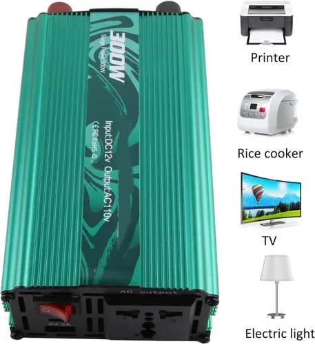Vista 7 de Inversor sinusoidal puro, inversores de corriente de 3000 W, convertidor de CC a CA, inversores de potencia sinusoidal de aleación de aluminio, Verde
