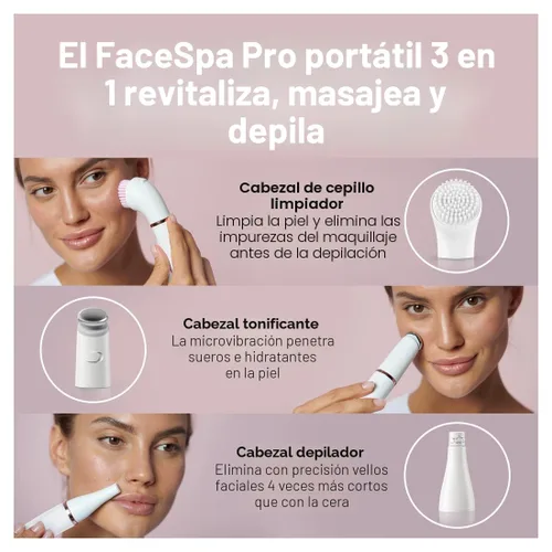 Vista 6 de Braun Depiladora facial Facespa Pro 911, depilación facial para mujeres, dispositivo de depilación, depilación 3 en 1, cepillo de limpieza