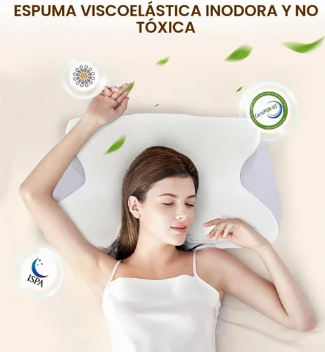 Vista 7 de Almohada cervical para cuello y hombros, almohadas ergonómicas de espuma viscoelástica con funda lavable para dormir, almohada de soporte de cuello