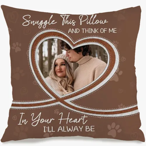 Vista 7 de Personalized One Picture Pillow Cover with Custom Text Allowing You to Create a Memorable Cushion Design That fits Your Sofa or Bedroom While