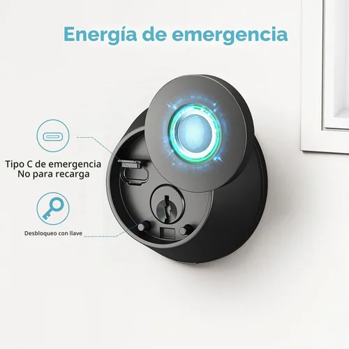 Vista 7 de Cerradura de Puerta de Entrada sin Llave de Huellas Dactilares, Cerraduras de Cerrojo Inteligentes con Control de App