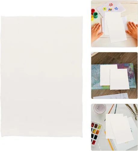 Vista 8 de DOITOOL 20 Sheets Handmade Cotton Watercolor Paper with Rough Deckled Edge, Textured White Art Paper for Painting, Crafts, Invitations, and Artistic