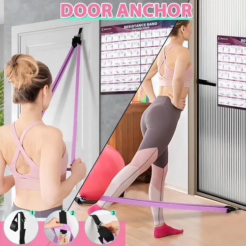 Vista 3 de Goocrun Bandas de resistencia de tela para entrenar, cinturón ancho con múltiples niveles de resistencia. Bolas de equilibrio de yoga. Ideal