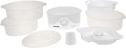 Vista 5 de Kalorik Vaporizador eléctrico de alimentos con controles manuales de 3 niveles con cestas aptas para lavavajillas, sin BPA, 800 vatios
