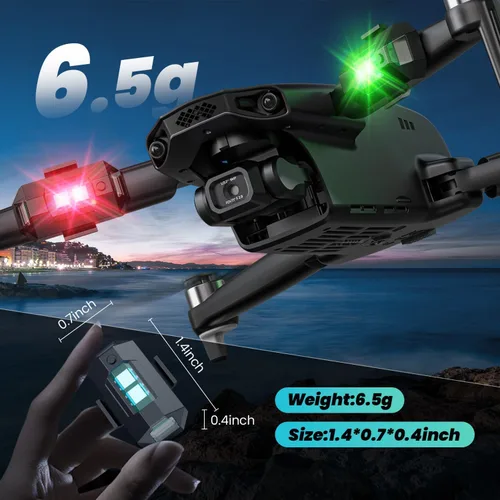 Vista 5 de Luz estroboscópica Holyton para dron, luz anticolisión, lámpara LED recargable para vuelo nocturno de dron FAA, compatible con DJI Mini 4 Pro, Avata