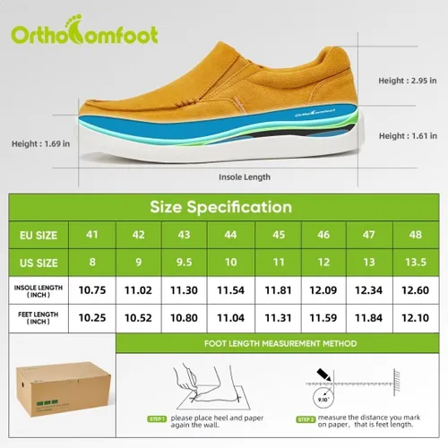 Vista 6 de OrthoComfoot Mocasines ortopédicos sin cordones para hombre mocasines casuales con soporte de arco para fascitis plantar, cómodos zapatos de vestir