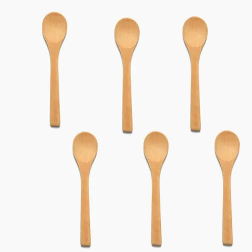 Vista 2 de Cuchara de madera pequeña hecha a mano, cucharadita de miel, condimento, café, té, azúcar, sal, mermelada, mostaza, helado, cucharas de bambú