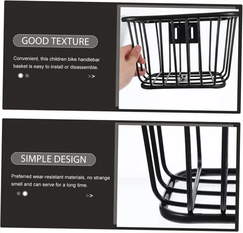 Vista 9 de Cesta de hierro para bicicleta, cesta delantera de bicicleta, contenedor de bicicleta, accesorios para bicicleta de montaña, cesta para manillar