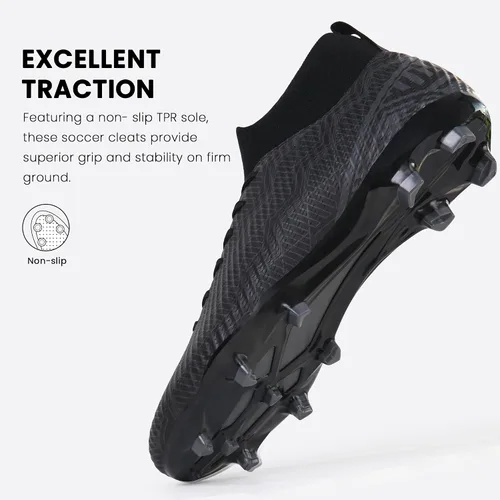 Vista 5 de brooman Zapatos de fútbol al aire libre para hombres y jóvenes con tacos de fútbol para exteriores
