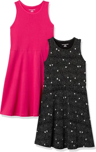Vista 3 de Amazon Essentials Vestido de punto sin mangas para niñas y niños pequeños, colores descontinuados, paquete de 2 Azul aguamarina/azul marino estrellas