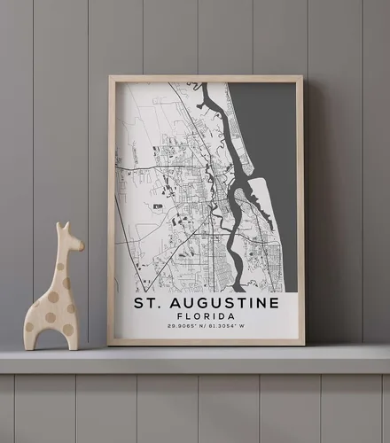 Vista 9 de Mapa de San Agustín, Florida, Luz 2 (8x10)