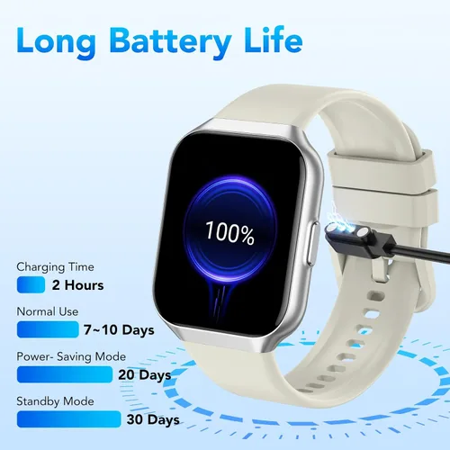 Vista 2 de Reloj inteligente para hombres y mujeres (respuesta/hacer llamadas), reloj de seguimiento de fitness de 1.96 pulgadas, resistente al agua IP68