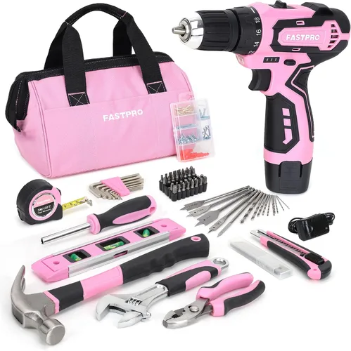 Vista 10 de FASTPRO Juego de 175 piezas de taladro inalámbrico de 12 V, taladro con controlador y kit de herramientas para el hogar, herramienta de reparación