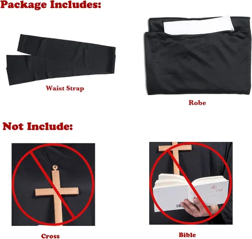 Vista 7 de EraSpooky - Disfraz de sacerdote para hombre para Halloween adulto monje o amigo para hombre fiesta de disfraces divertida