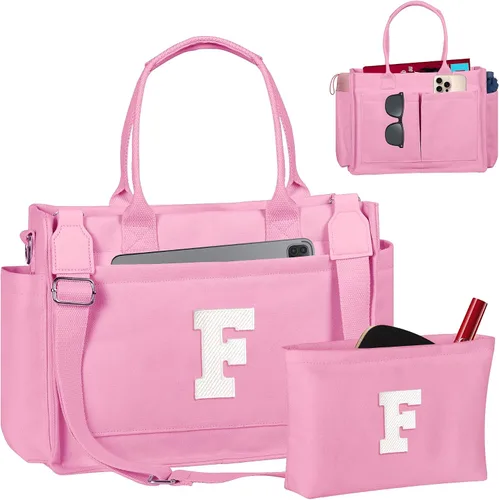 Vista 88 de Easter Basket Stuffers, Initial Tote Bag with Makeup Bag, Birthday Gifts for Women, Teen Girl Gifts Trendy Stuff