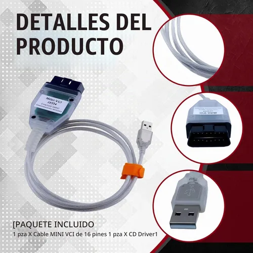 Vista 3 de Cable Mini VCI J2534 (v18.00.008) para Toyota con Windows XP/7/10, Obdlink EX OBD2 escáner de diagnóstico USB vehículo herramienta de escaneo