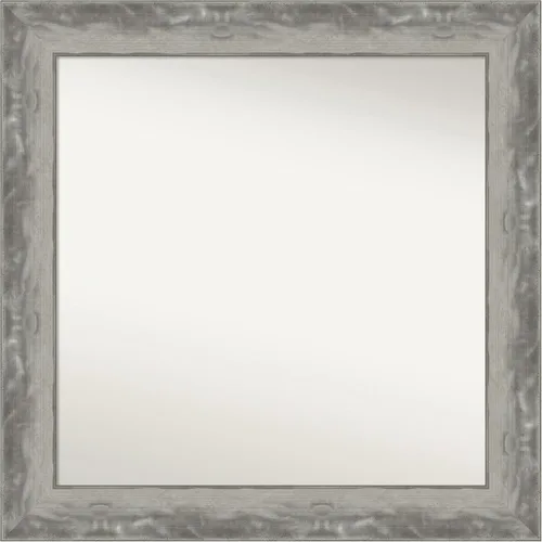 Vista 146 de Amanti Art Espejo de baño plateado para sobre el fregadero, 24 x 24 pulgadas, espejo cuadrado de peltre forjado a medida, marco de madera casual